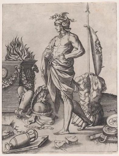 A Young Warrior Standing by an Altar, after Raphael