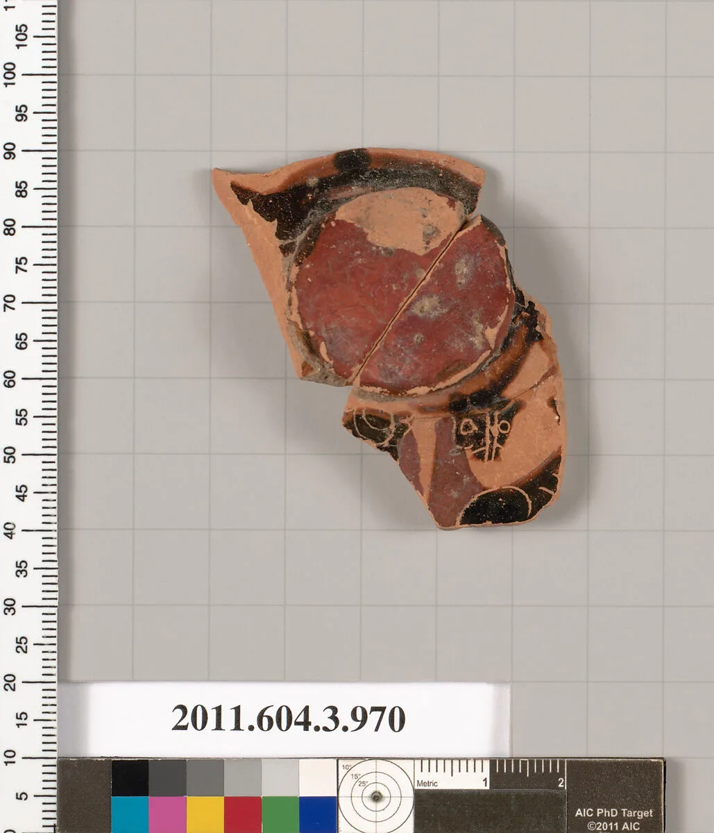 Terracotta fragment of a lekanis lid (covered dish) — Unknown
