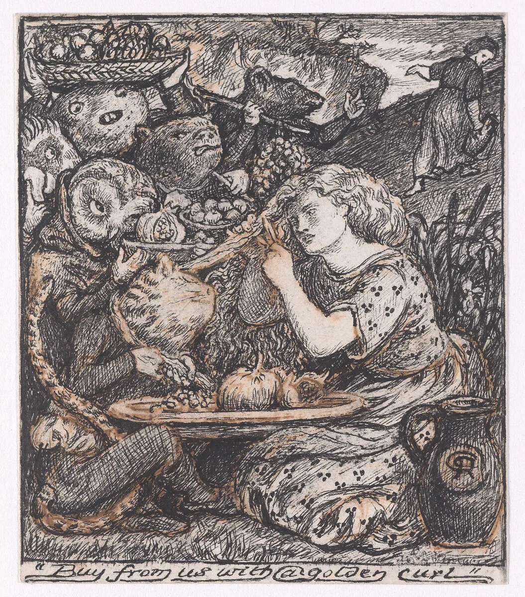 "Buy From Us With a Golden Curl," for "The Goblin Market" — Christina Georgina Rossetti|Dante Gabriel Rossetti