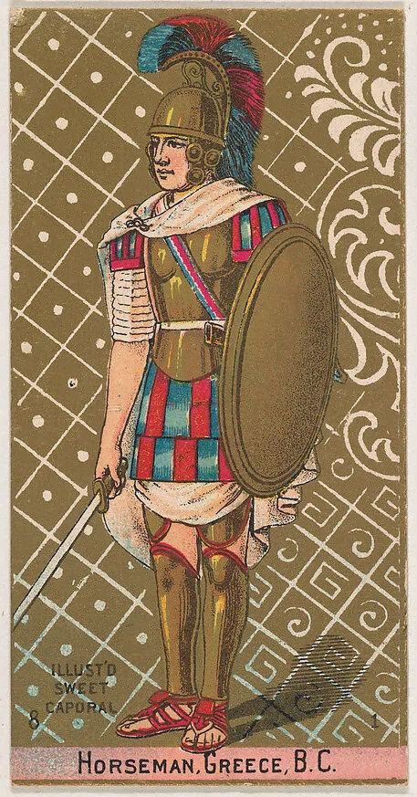 Horseman, Greece, B.C., from the Military Series (N224) issued by Kinney Tobacco Company to promote Sweet Caporal Cigarettes — Kinney Brothers Tobacco Company
