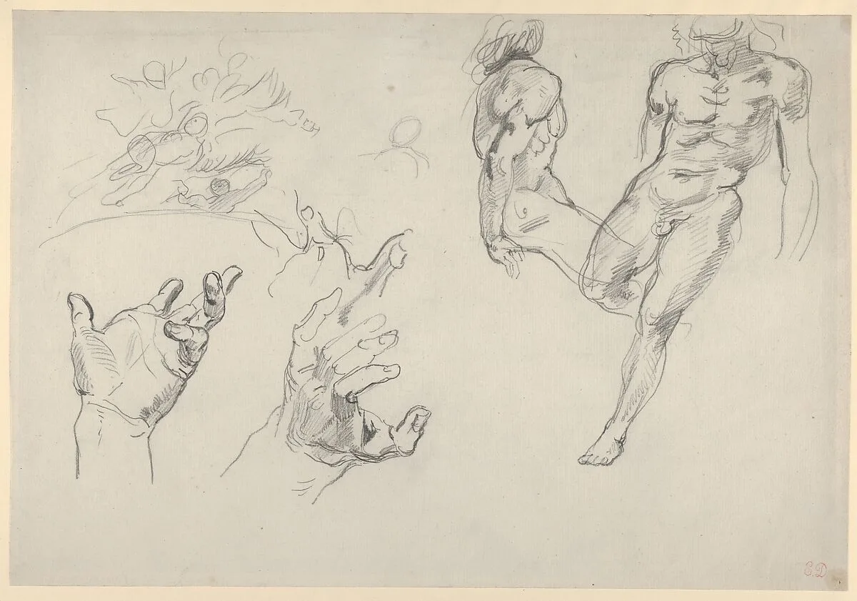 Studies of Hands and Figures for the Salon du Roi, Palais Bourbon — Eugène Delacroix