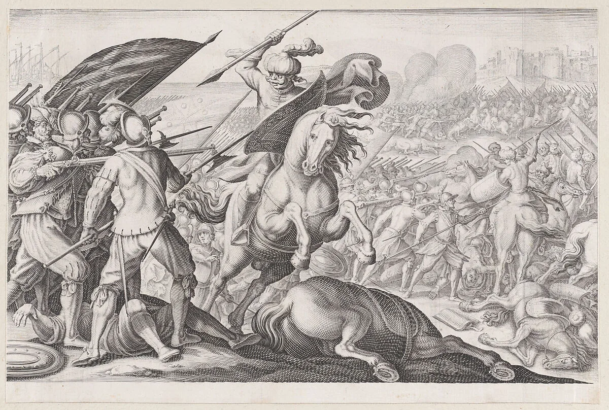 Défaite de la Cavalerie Turque (Defeat of the Turkish Cavalry), from La Vie de Ferdinand Ier de Médicis série appelée aussi Les Batailles des Médicis (The Life of Ferdinand I de'Medici also called The Medici Battles) — Jacques Callot|Matteo Rosselli