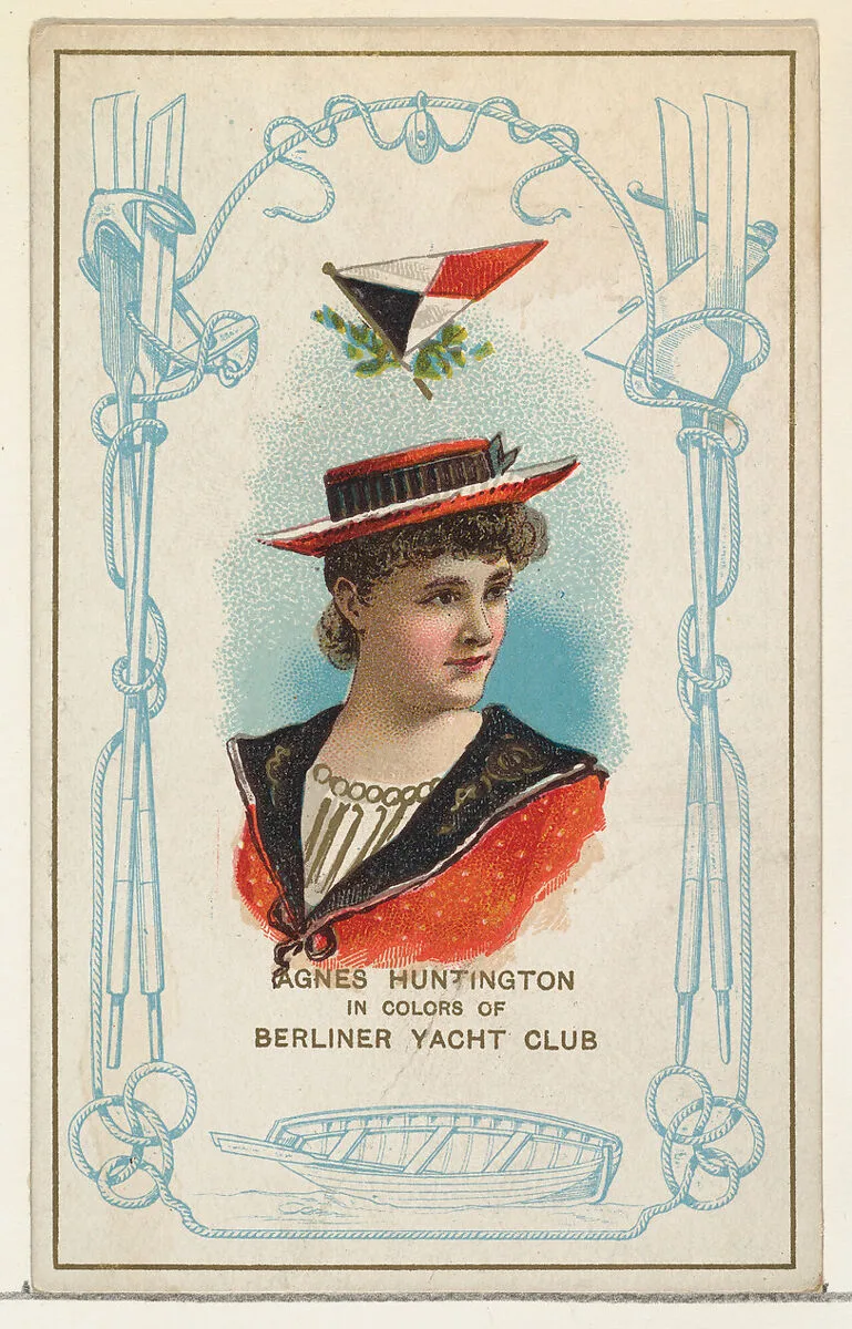 Agnes Huntington in Colors of the Berliner Yacht Club, from the Yacht Colors of the World series (N140) issued by Duke Sons & Co. to promote Honest Long Cut Tobacco — W. Duke, Sons & Co.