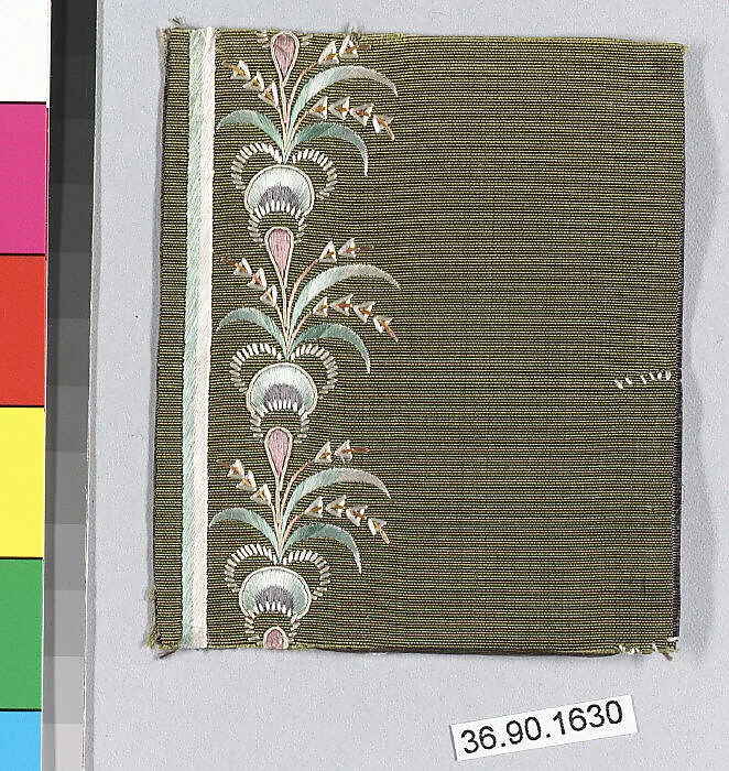 Embroidery sample for a man's suit or waistcoat — Unknown