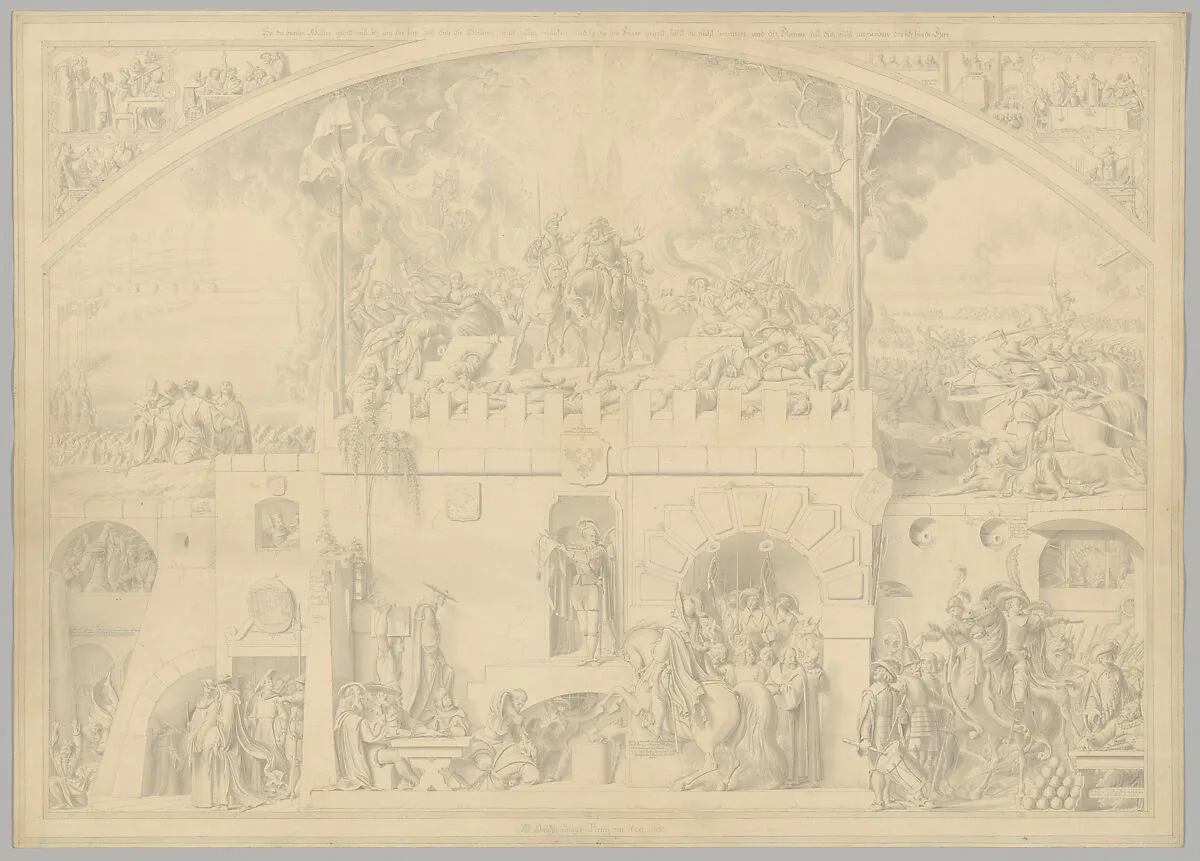 Preparatory Drawing for a Print Series on the History of Germany (Die Geschichte des deutschen Volkes in fünfzehn Bildern) — Carl Heinrich Hermann