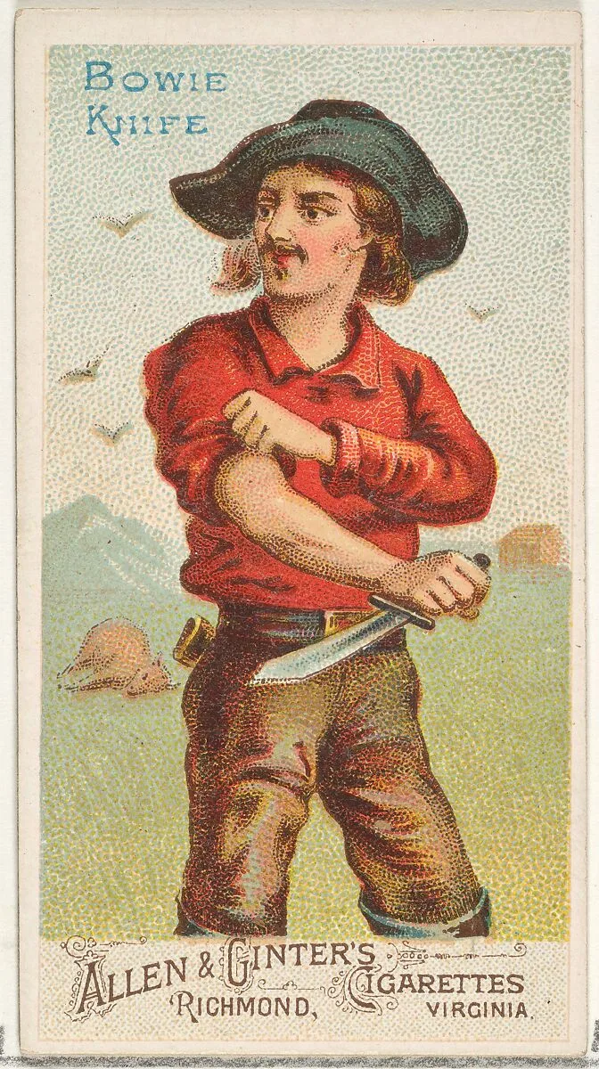 Bowie Knife, from the Arms of All Nations series (N3) for Allen & Ginter Cigarettes Brands — Allen & Ginter
