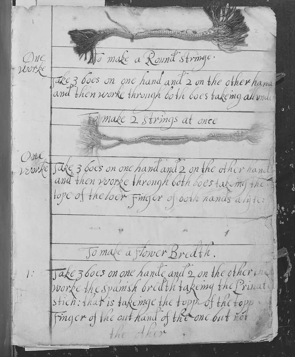 Manuscript book of patterns for purse strings and braid — Lucie Glover