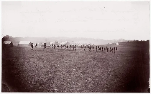 Camp of 34th Massachusetts Infantry, Miner's Hill, VA. Skirmish Drill.