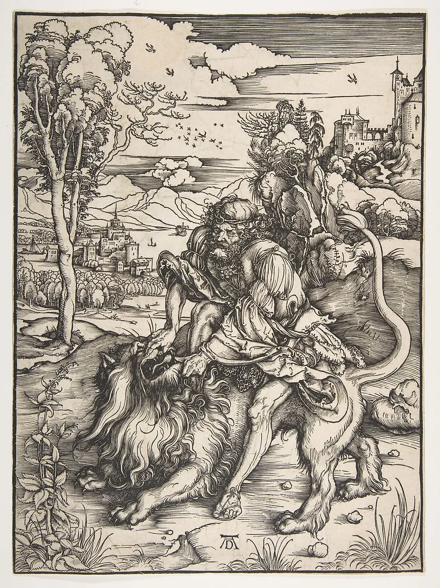 Samson Rending the Lion — Albrecht Dürer
