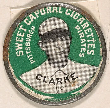 Clarke, Pittsburgh Pirates (green), from the Domino Discs series (PX7), issued by Kinney Brothers — Kinney Brothers Tobacco Company