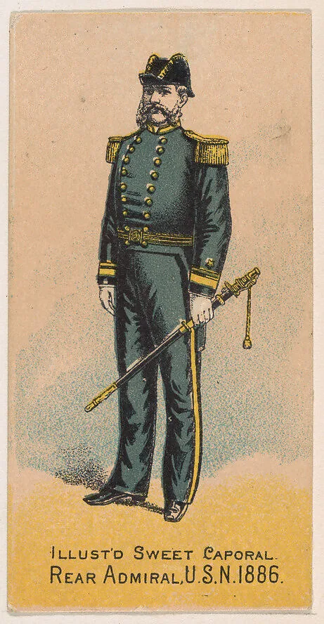 Rear Admiral, United States Navy, 1886, from the Military Series (N224) issued by Kinney Tobacco Company to promote Sweet Caporal Cigarettes — Kinney Brothers Tobacco Company