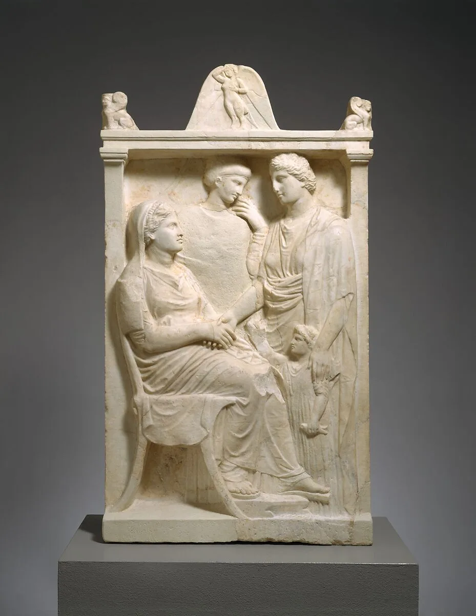 Marble stele (grave marker) of a woman — Unknown