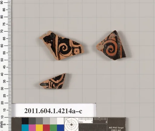 Terracotta fragments of kylikes (drinking cups)