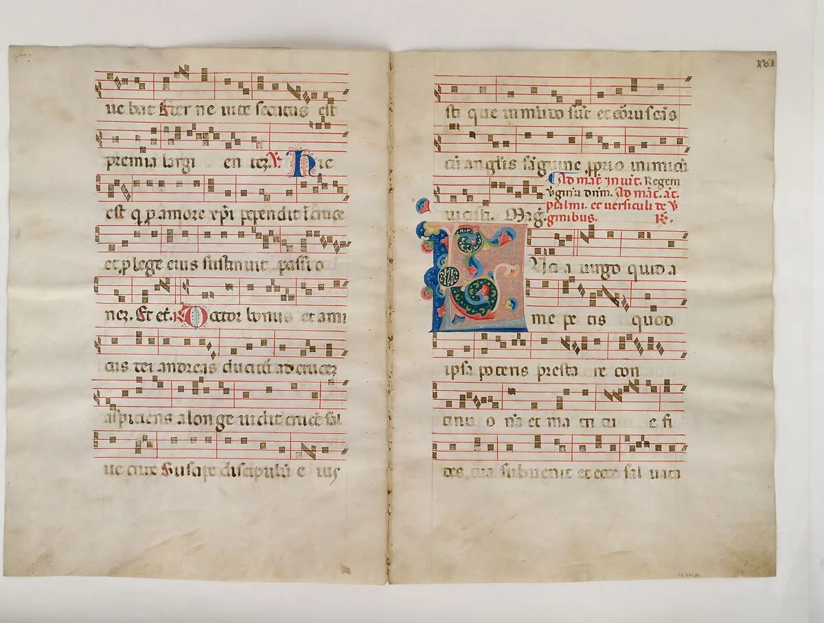 Bifolium with Initial L, from an Antiphonary — Unknown
