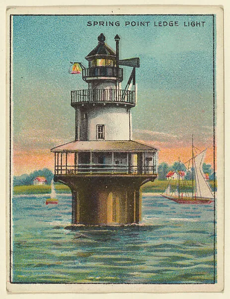 Spring Point Ledge Light, from the "Lighthouse Series" (T77), issued with Hassan Cigarettes by the American Tobacco Company — American Tobacco Company