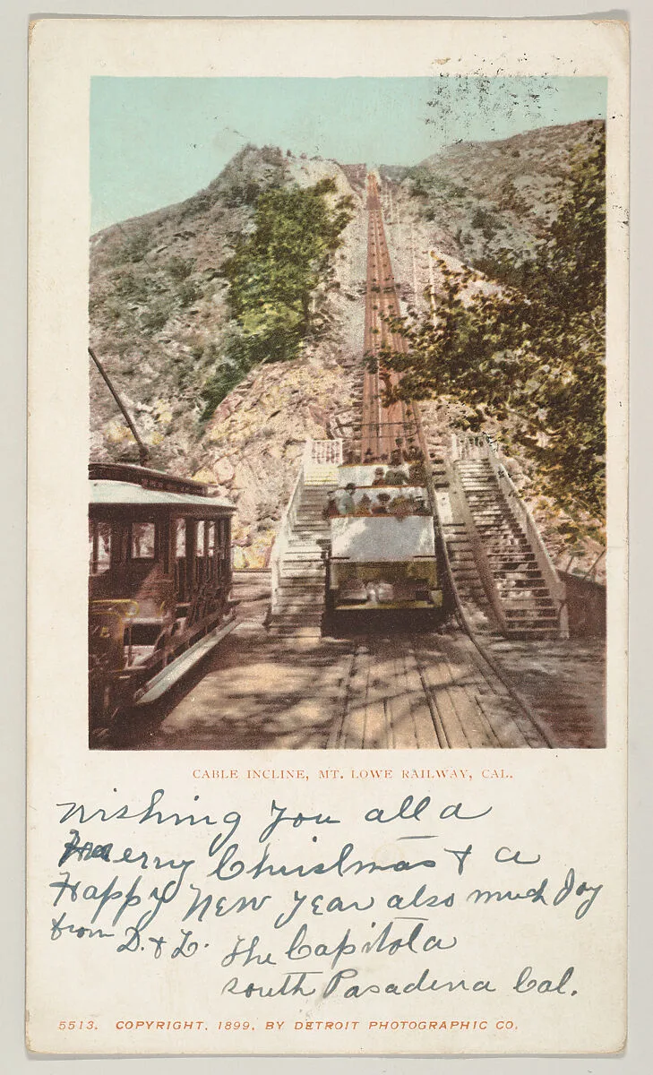 Cable Incline, Mt. Lowe Railway, California, No. 5513 — Detroit Publishing Company