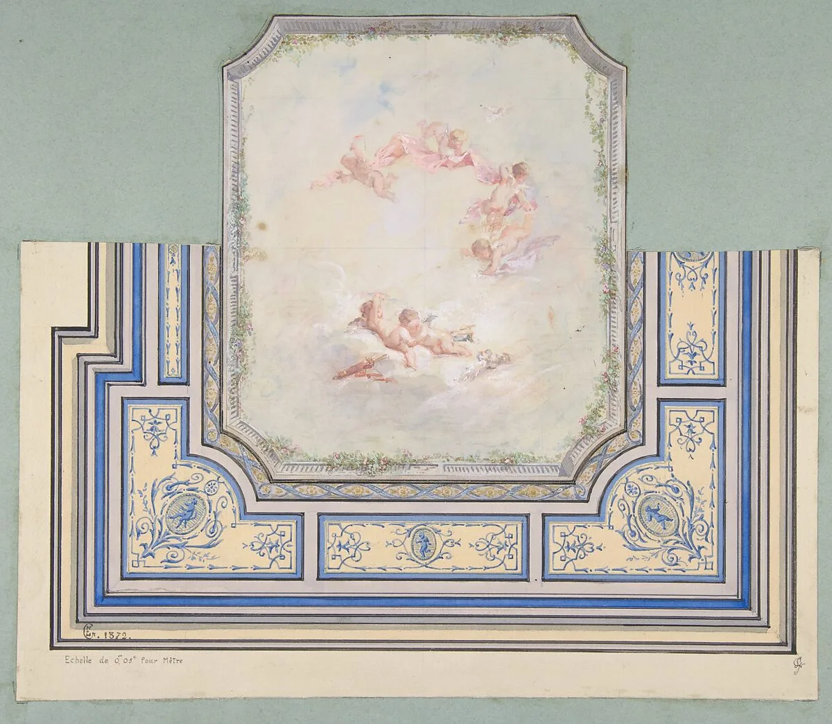 Design for Ceiling with Putti, Hôtel of Doctor Cranchi — Jules-Edmond-Charles Lachaise|Eugène-Pierre Gourdet