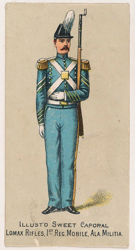 Lomax Rifles, 1st Regiment, Mobile, Alabama Militia, from the Military Series (N224) issued by Kinney Tobacco Company to promote Sweet Caporal Cigarettes — Kinney Brothers Tobacco Company