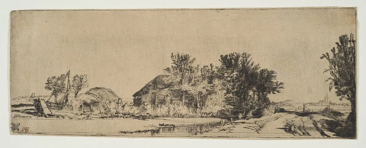 Landscape with a Farmhouse Along a Road Beside a Canal — Rembrandt (Rembrandt van Rijn)