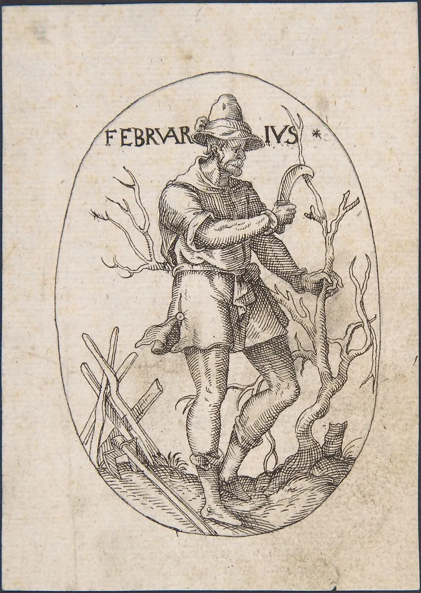 The Month of February: Man Pruning a Tree — Erasmus Hornick