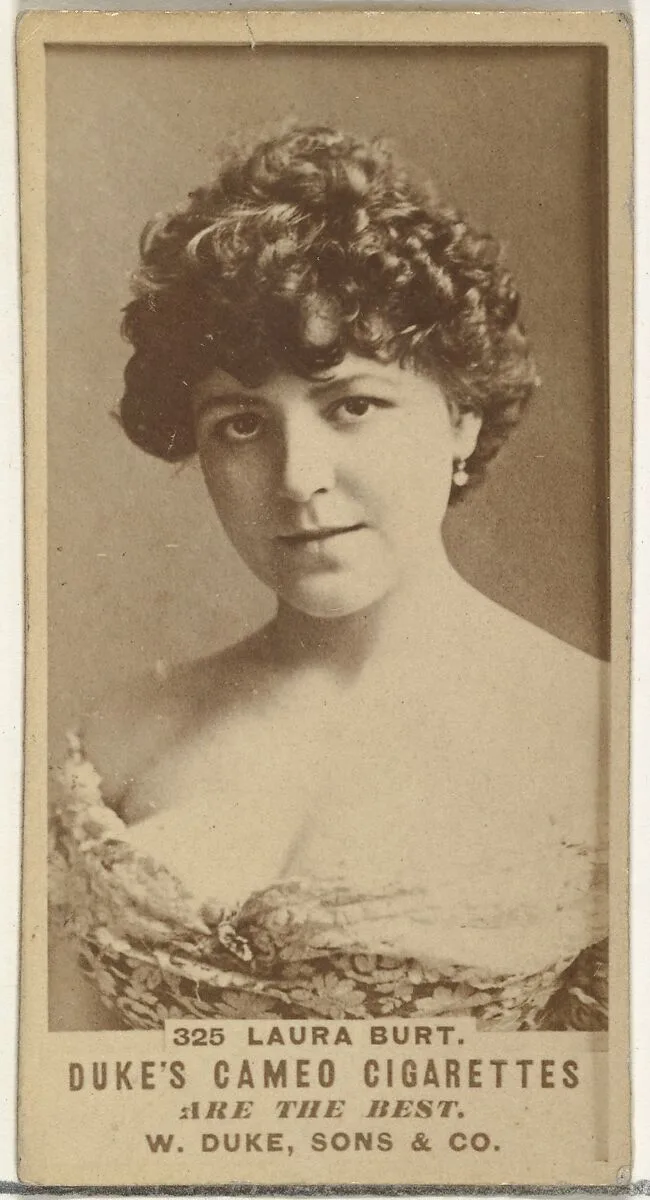 Card Number 325, Laura Burt, from the Actors and Actresses series (N145-5) issued by Duke Sons & Co. to promote Cameo Cigarettes — W. Duke, Sons & Co.