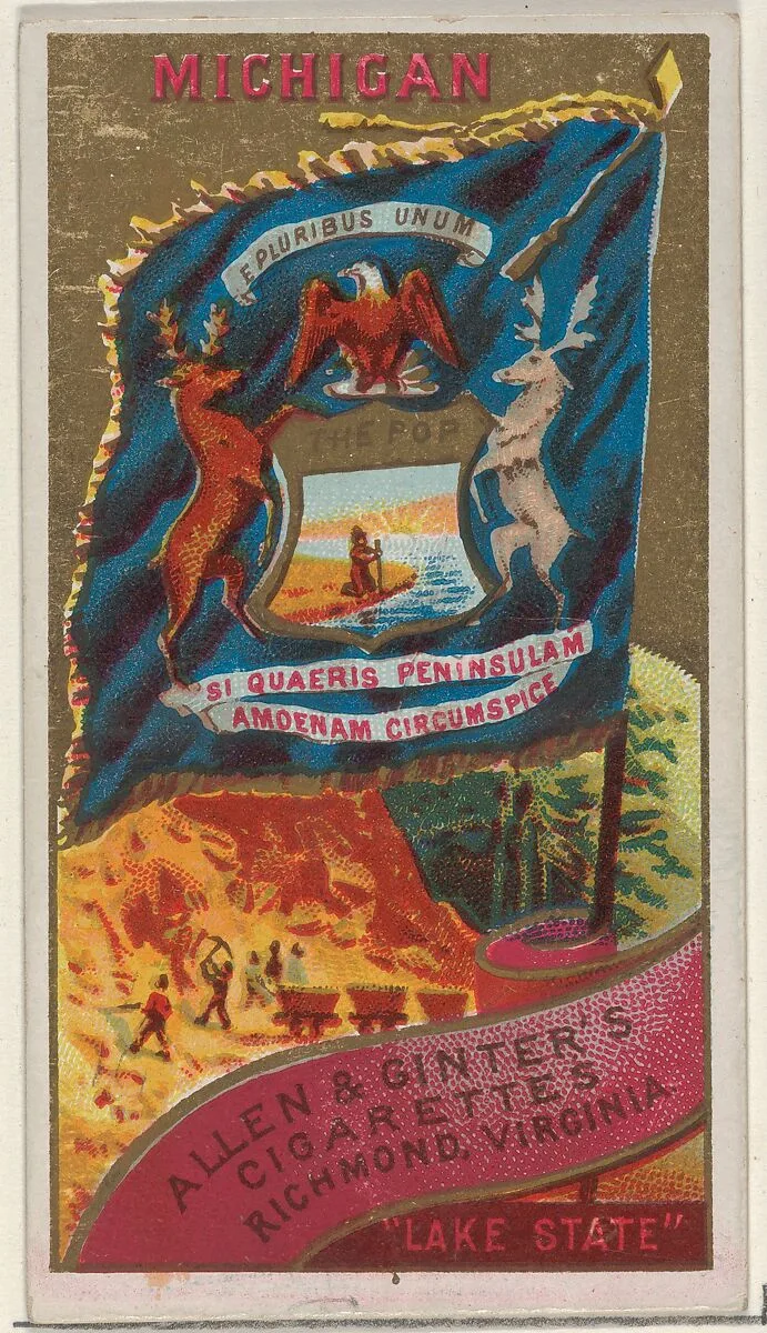 Michigan, from Flags of the States and Territories (N11) for Allen & Ginter Cigarettes Brands — Allen & Ginter