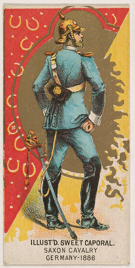 Saxon Cavalry, Germany, 1886, from the Military Series (N224) issued by Kinney Tobacco Company to promote Sweet Caporal Cigarettes — Kinney Brothers Tobacco Company