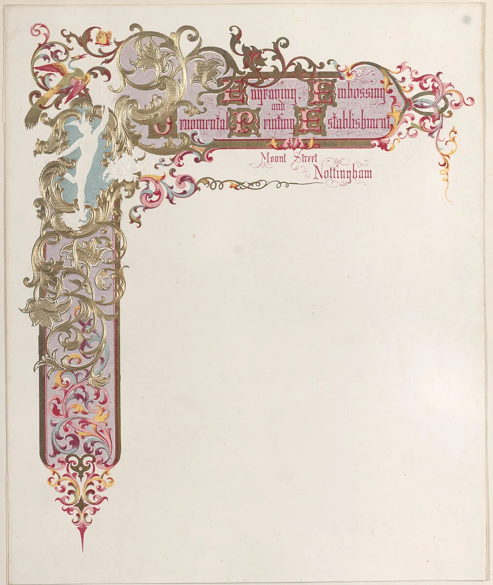 Stationary for Engraving, Embossing and Ornamental Printing Establishment — Anonymous, British, 19th century