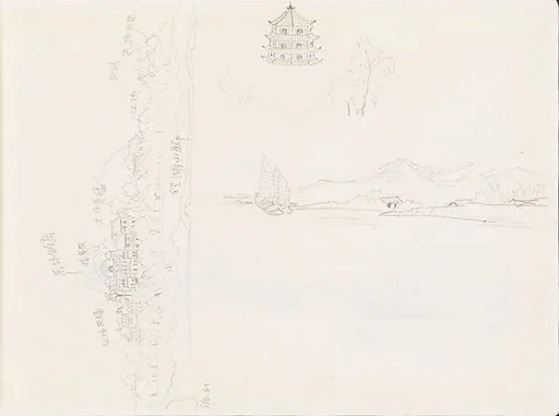現代 謝稚柳 杭州山水畫稿 冊頁|Hangzhou Scenery