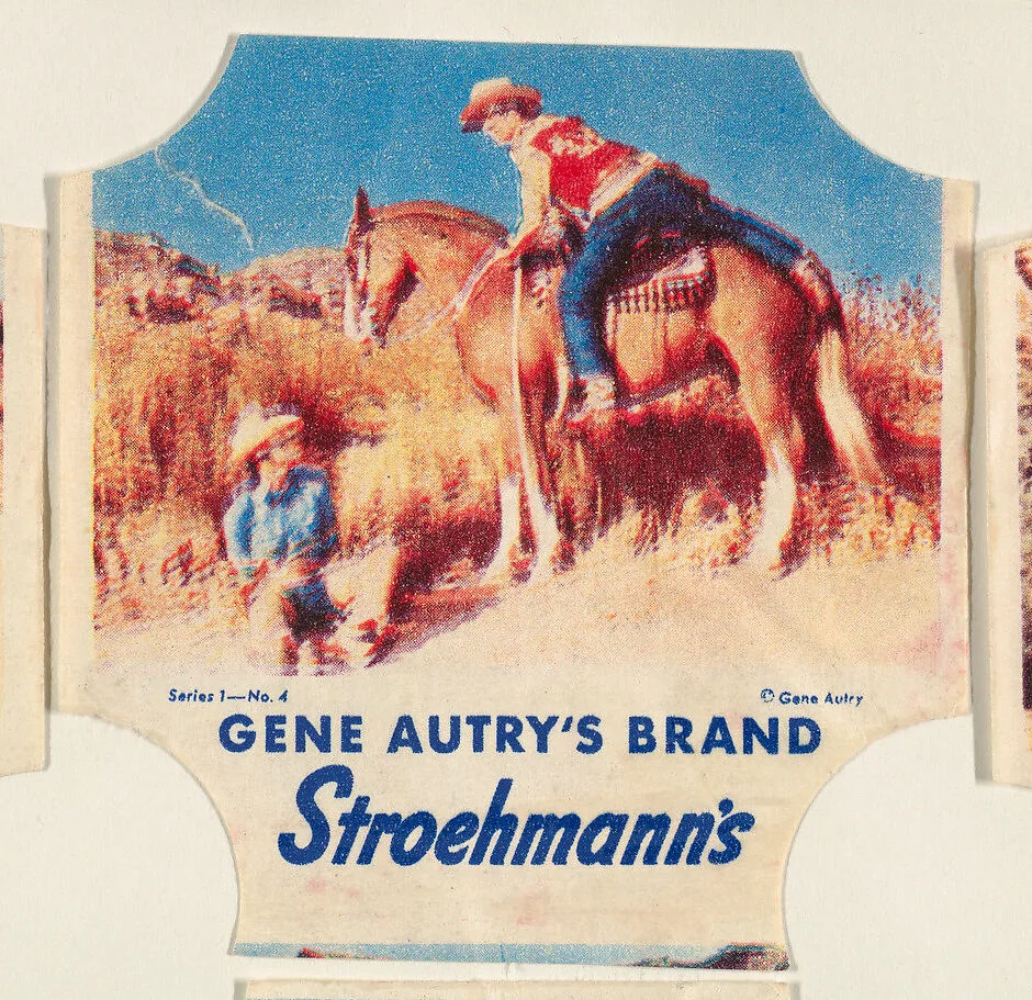 Gene Autry's Brand, Series 1, No. 4, from the Gene Autry's Brand bread end labels series (D290-7) issued by Stroehmann Bread Company — Stroehmann Bread Company