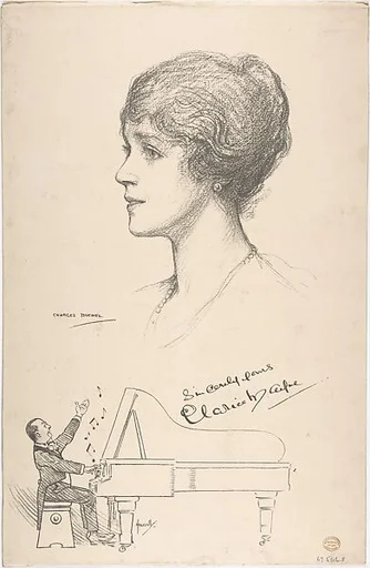 Portrait Head of the actress Clarice Mayne, shown with her accompaniest James William Tate