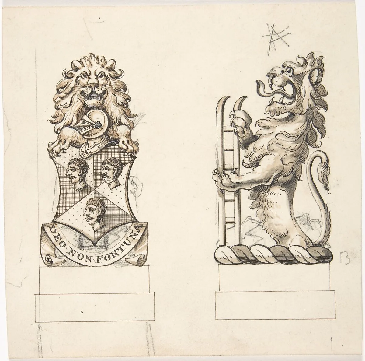Design for Heraldic Ornament — Anonymous, British, 19th century
