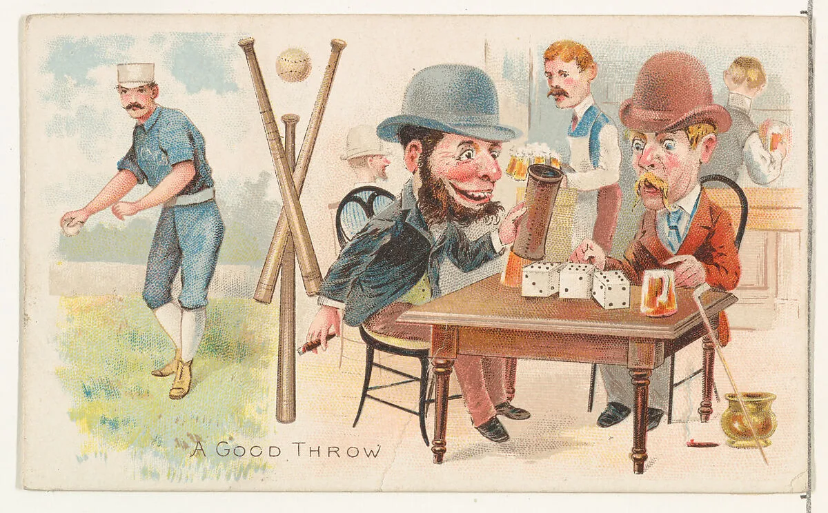 A Good Throw, from the Talk of the Diamond set (N135) issued by Duke Sons & Co., a branch of the American Tobacco Company — W. Duke, Sons & Co.|American Tobacco Company|Schumacher & Ettlinger