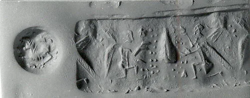 Stamp-cylinder seal (with loop handle) with cultic scene