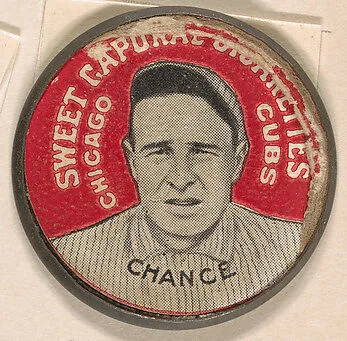 Chance, Chicago Cubs (red), from the Domino Discs series (PX7), issued by Kinney Brothers — Kinney Brothers Tobacco Company