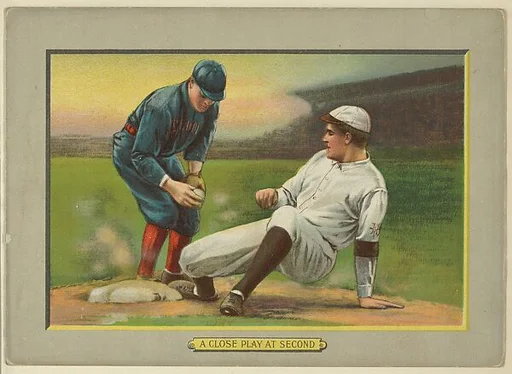 A Close Play at Second, from Turkey Red Cabinets (T3)