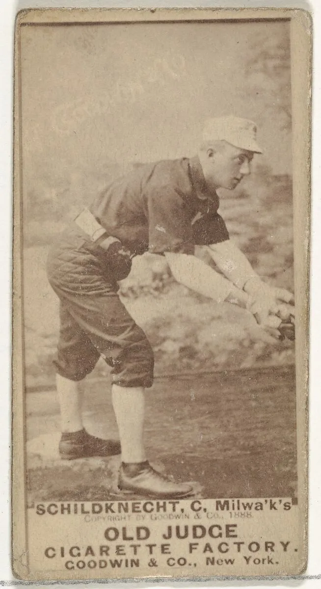 Schildknecht, Catcher, Milwaukee, from the Old Judge series (N172) for Old Judge Cigarettes — Goodwin & Company