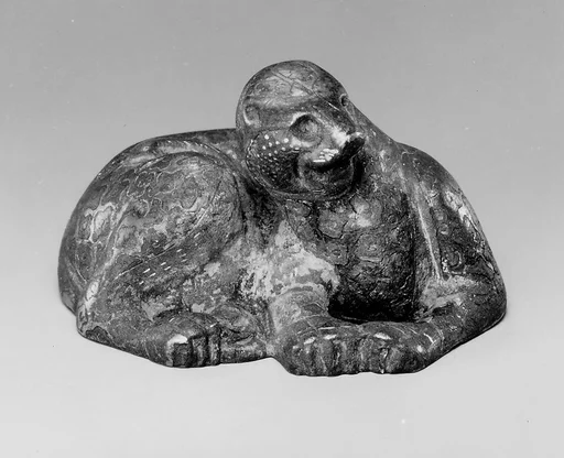 西漢 錯金銀青銅獸鎮|Weight in the Form of a Feline