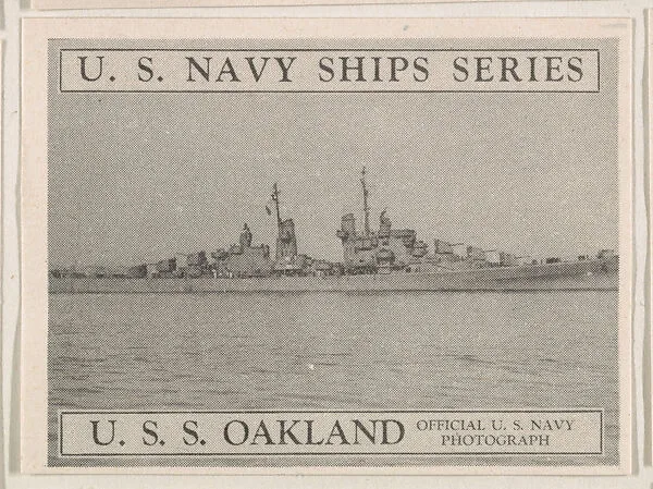 U. S. S. Oakland, bakery card from the U. S. Planes and Warships series (D85) — Purity Pretzel Company