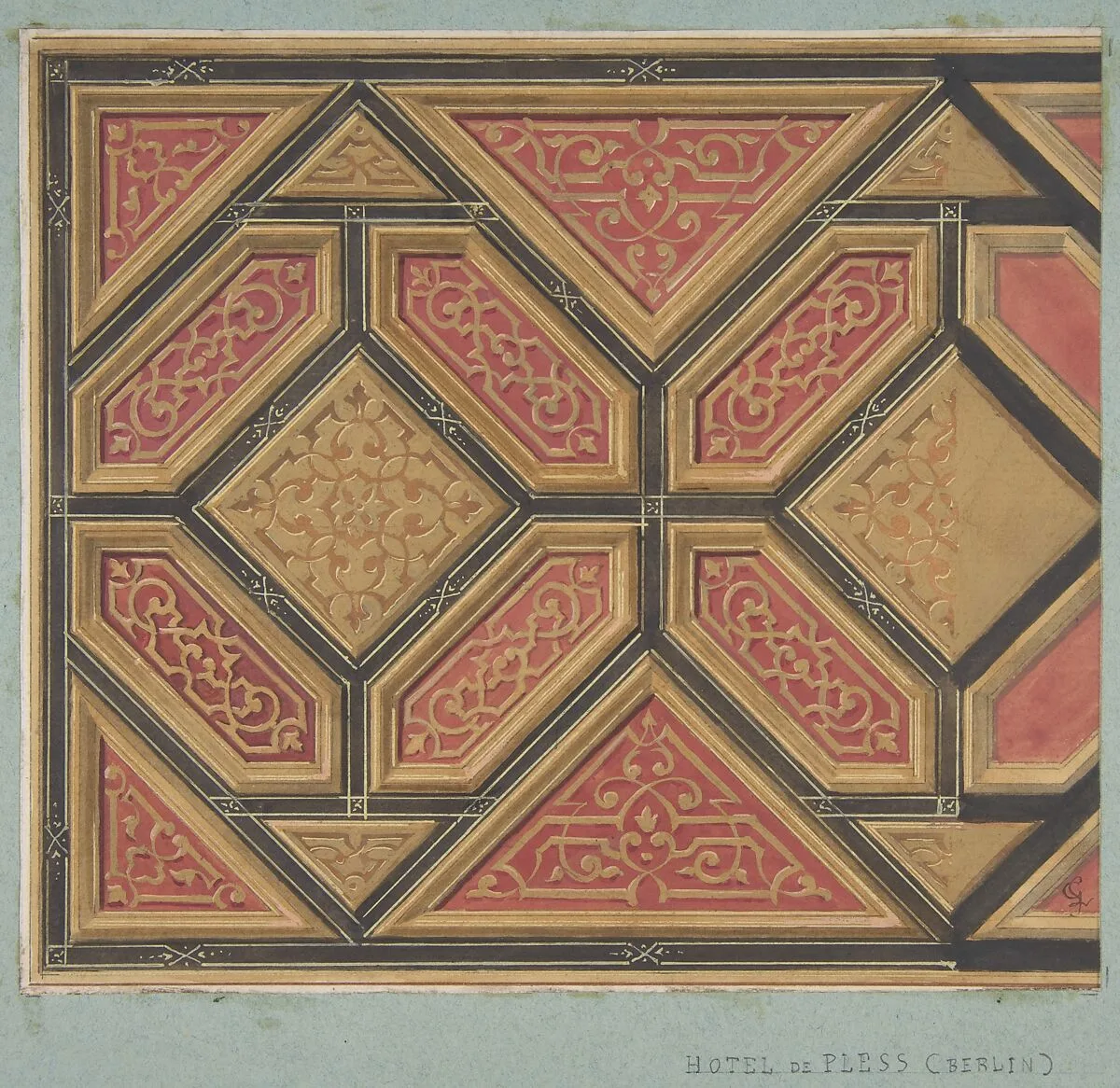 Design for the Decoration of the Ceiling in the Hôtel de Pless, Berlin, or the Chateau de Cangé in the Loire — Jules-Edmond-Charles Lachaise|Eugène-Pierre Gourdet