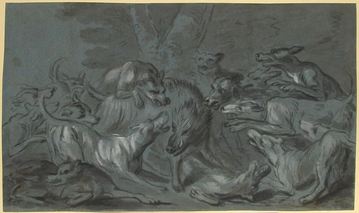 Pack of Dogs Attacking a Wild Boar — Jean-Baptiste Oudry