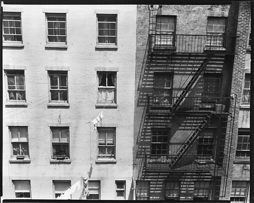 [Apartment Building Façades with Clotheslines and Fire Escape, New York City]