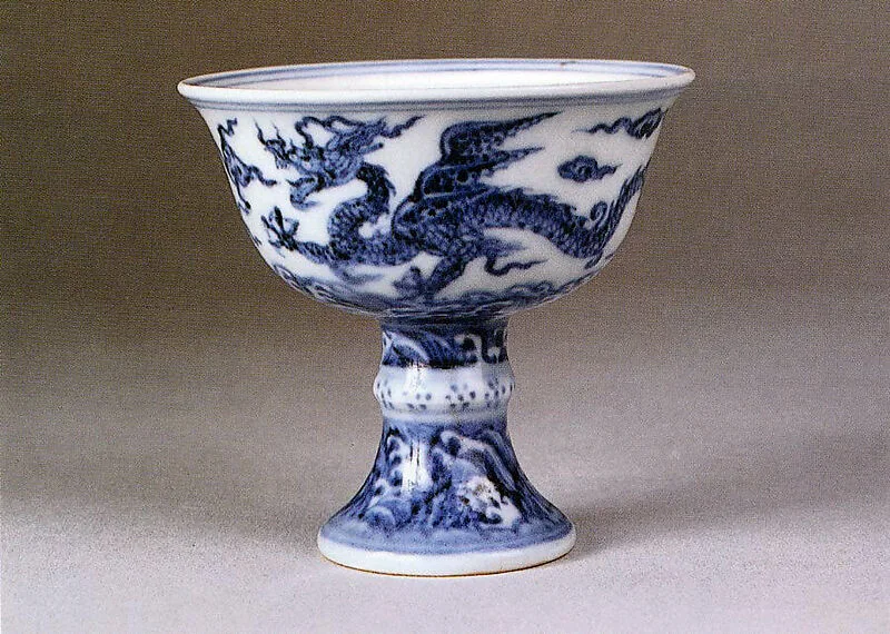 明宣德 景德鎮窯青花應龍紋高足杯|Small stem cup — Unknown
