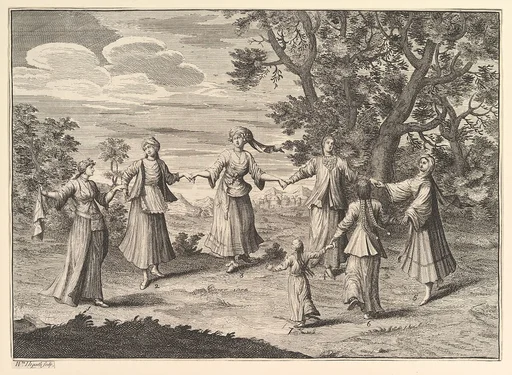 A Native Dance (Aubry de La Mottraye's "Travels throughout Europe, Asia and into Part of Africa...," London, 1724, vol. I, pl. 11)