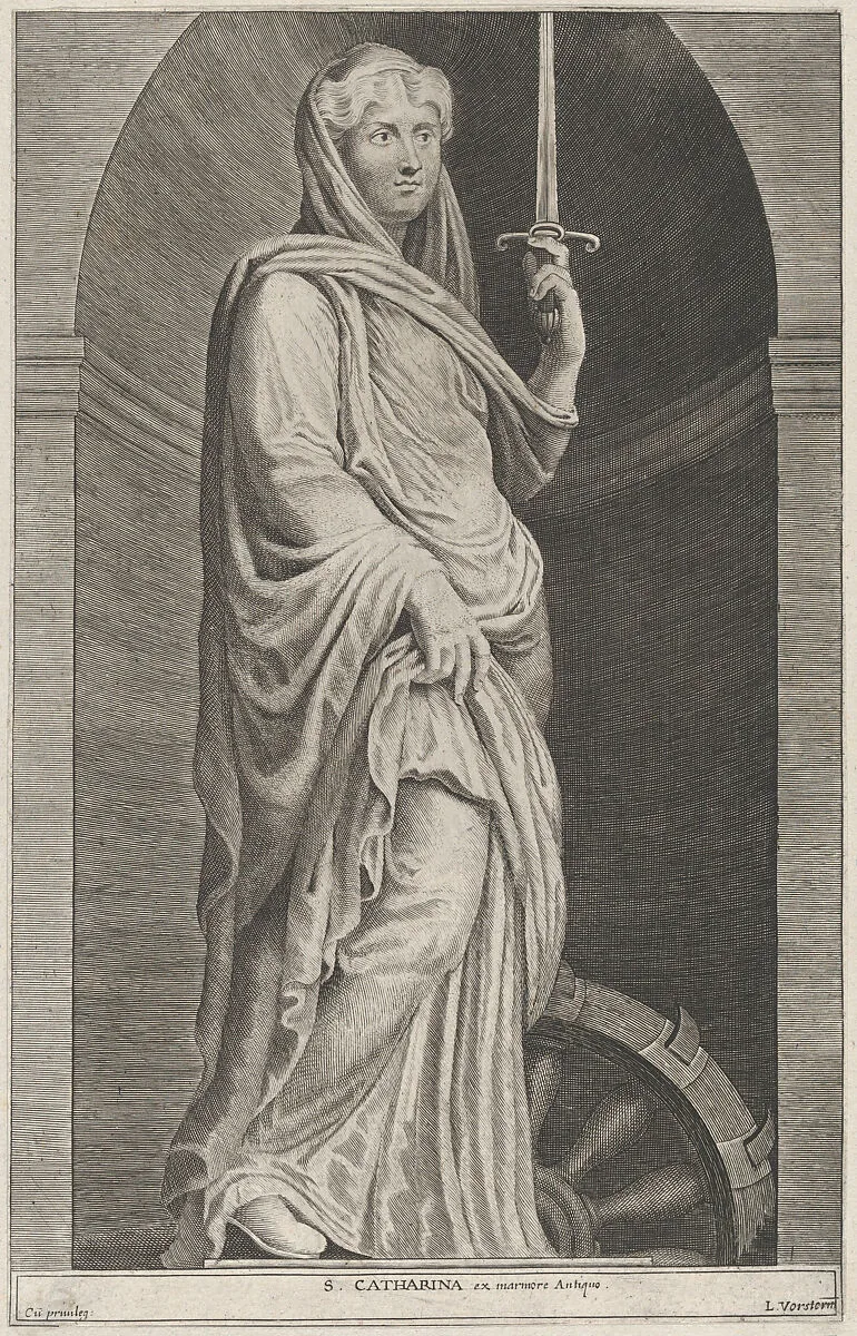 Saint Catherine, within a niche — Lucas Vorsterman I|Peter Paul Rubens