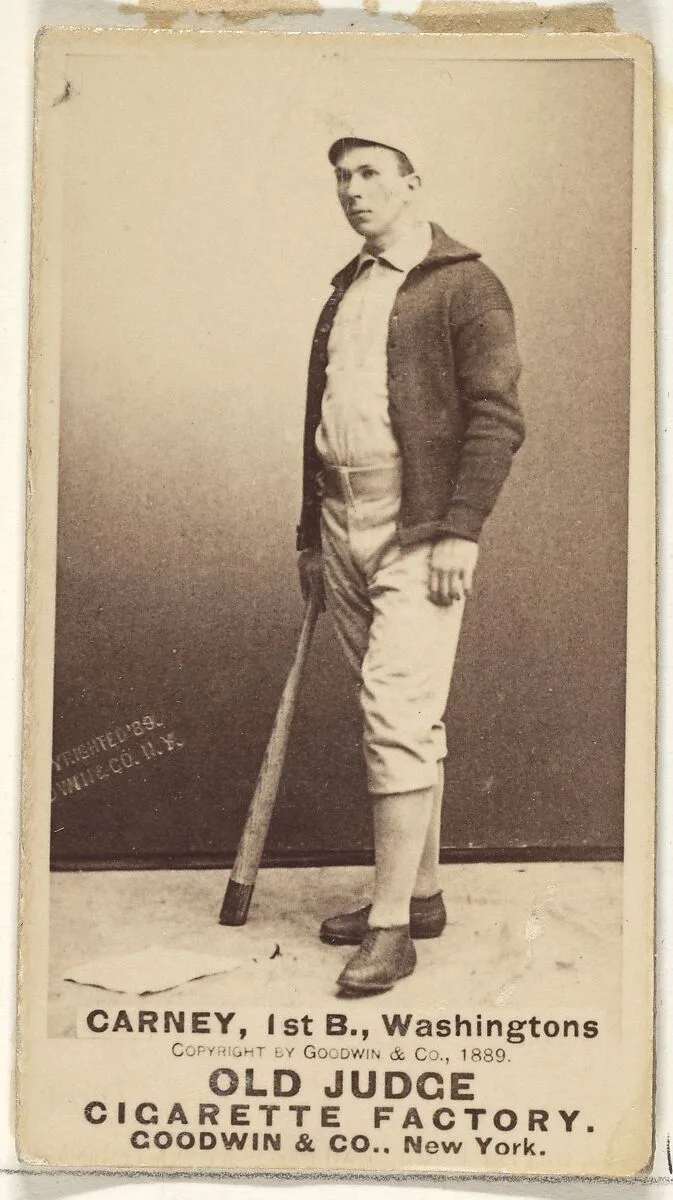 John Joseph "Handsome Jack" Carney, 1st Base, Washington Nationals, from the Old Judge series (N172) for Old Judge Cigarettes — Goodwin & Company