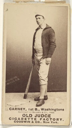 John Joseph "Handsome Jack" Carney, 1st Base, Washington Nationals, from the Old Judge series (N172) for Old Judge Cigarettes