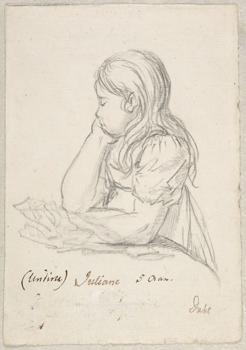 Portrait of Juliane Sophie Heger as a Child, leaning on a Table — Johan Christian Dahl