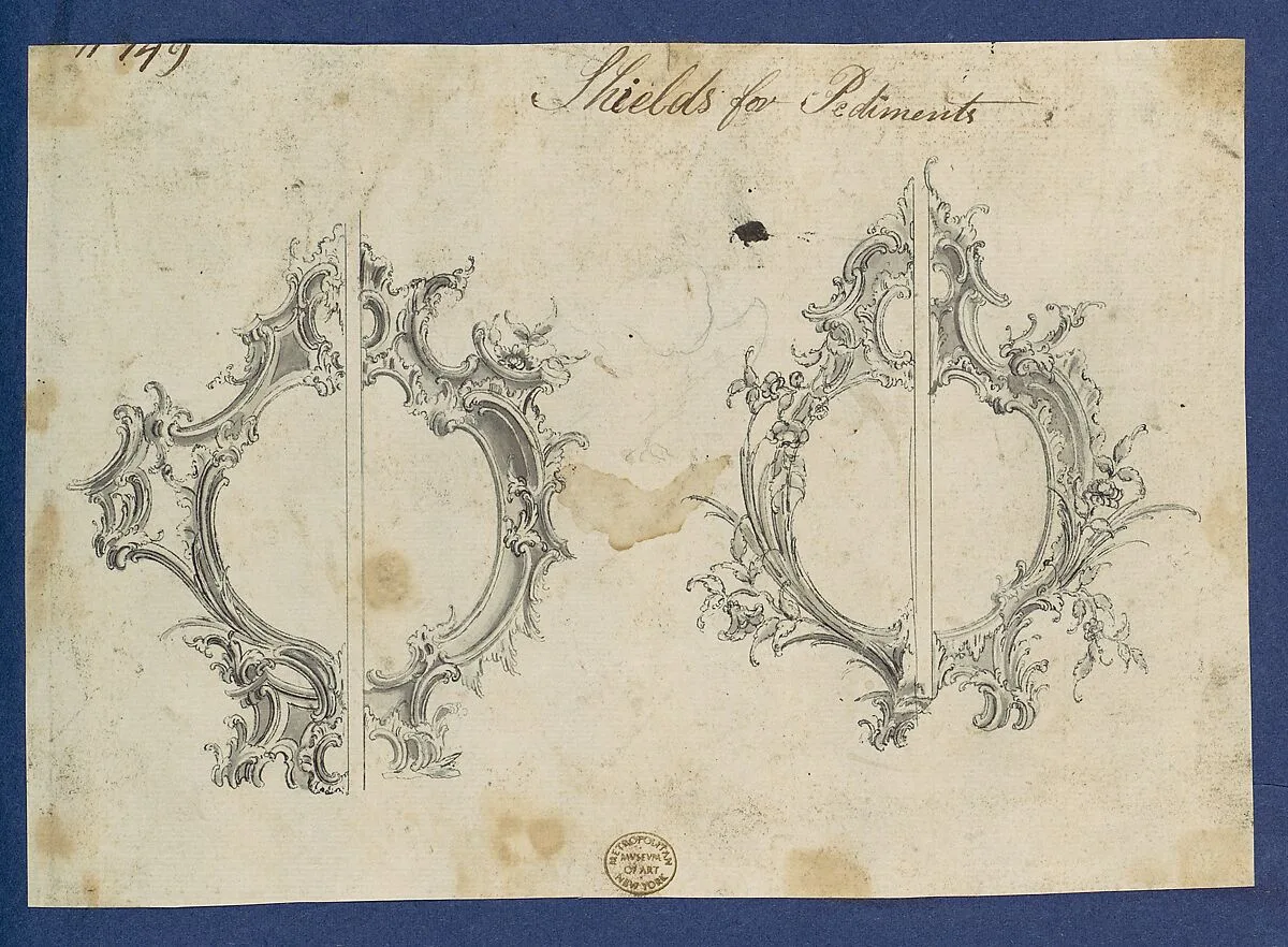 Shields for Pediments, in Chippendale Drawings, Vol. I — Thomas Chippendale