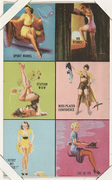 Six-Up panel from Pin-Up Girls series (W424) — International Mutoscope Reel Company
